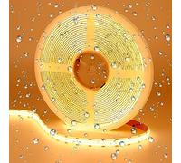 GOMING Doble Fila Tira LED COB 24V 10M Blanco Cálido 3000K IP65 Impermeable CRI 93+ Brillo Alto 20000lm Alta Densidad 600LED/M Luces LED para Sala de Estar Dormitorio y Más(Sin Alimentación)