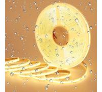 GOMING Tira LED COB 15M 24V Blanco Cálido 3000K IP65 Impermeable Brillo Alto 11000lm CRI 93+ Luminiscencia Lineal Alta Densidad 384LED/M Luces LED para Gabinete Sala Estar y Más(Sin Alimentación)