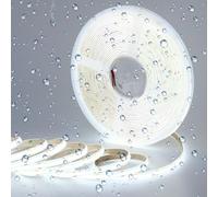 GOMING Tira LED COB 15M 24V Blanco Frio 6000K IP65 Impermeable Brillo Alto 11000lm CRI 93+ Luminiscencia Lineal Alta Densidad 384LED/M Luces LED para Gabinete Sala Estar y Más(Sin Alimentación)