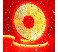 GOMING Tira LED COB 24V 10M Rojo IP65 Impermeable Brillo Alto Luminiscencia Lineal Alta Densidad 384LED/M Luces LED para Gabinete Dormitorio Sala estar Cocina Armario Decoración(Sin Alimentación)