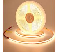 GOMING Tira LED COB 24V Blanco Cálido 3000K Corte a Voluntad 5M 13W/M Alta Densidad 528LED/M Brillo Alto 4600lm CRI 93+ IP20 No Impermeable Luces LED para Gabinete Decorativo(Sin Alimentación)