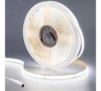 GOMING Tira LED COB 24V Blanco Frio 6000K 5M Brillo Alto 4300lm CRI 93+ Luminiscencia Lineal Alta Densidad 320LED/M No Impermeable IP20 Luces LED para Gabinete Dormitorio Armario(Sin Alimentación)