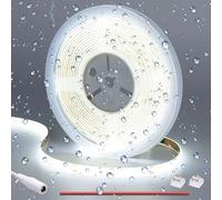 GOMING Tira LED COB 5M 12V Blanco Frio 6000K Impermeable IP65 11W/M Luminiscencia Lineal Alta Densidad 312LED/M Luces LED para Gabinete Sala de Estar Dormitorio y Más(Sin Alimentación)