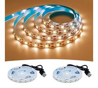GOMING Tira LED USB 5V Blanco Cálido 3000K 120LED/2M 2835 SMD 4M (2m x 2Piezas) No Impermeable IP20 Luces LED para DIY Gabinete, Armario y más