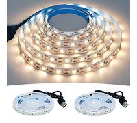 GOMING Tira LED USB 5V Blanco Natural 4000K 120LED/2M 2835 SMD 4M (2m x 2Piezas) No Impermeable IP20 Luces LED para DIY Gabinete, Armario y más