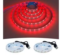GOMING Tira LED USB 5V Rojo 620nm 120LED/2M 2835 SMD 4M (2m x 2Piezas) No Impermeable IP20 Luces LED para DIY Gabinete, Armario y más