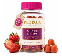 Gominolas Ashwagandha y Magnesio 180mg | 60 Gummies con Vitamina B6 | 30 Días | Magnesio Citrato | Vitaminas para el Cansancio | Vegano, Sin Gluten, Sin Lactosa | Sabor Fresa | PEDROIA
