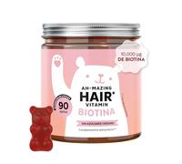 Gominolas Biotina Ah-mazing Hair Vitamin - Para el cabello, uñas y piel - 10.000 µg de Biotina, Zinc, Vitaminas B6, C, E e Yodo - 90 Unidades (3 meses), Vegana, Sin Azúcar, Bears with Benefits