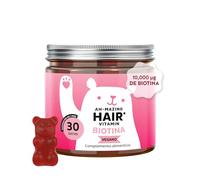 Gominolas Biotina Ah-mazing Hair Vitamin - Para el cabello, uñas y piel - 10.000 µg de Biotina, Zinc, Vitaminas B6, C, E e Yodo - 30 Unidades (1 mes), Vegana - Bears with Benefits
