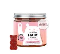 Gominolas Biotina Ah-mazing Hair Vitamin - Para el cabello, uñas y piel - 10.000 µg de Biotina, Zinc, Vitaminas B6, C, E e Yodo - 30 Unidades (1 mes), Vegana, Sin Azúcar, Bears with Benefits