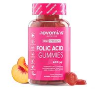Gominolas de Acido Folico - 400 mcg - Suministro para 3 Meses - Veganas - Sin Gluten - Ácido Fólico Para Preconcepcion y Embarazo - Contribuye al Crecimiento del Tejido Materno - Novomins