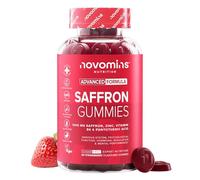 Gominolas de Azafrán 1000 mg - 60 Gominolas - Sin Azúcar - con Saffron, Ácido Pantoténico, Vitamina B6 y Zinc - Vegano y Sin Gluten - Suministro de 1 Mes - Novomins