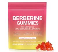Gominolas de Berberina con Vinagre de Manzana, Canela & Cardo Mariano | Complejo 400mg Berberina | Suplemento Vegano Sin Azúcares para Metabolismo y Digestión | Sabor Sandía Natural | 60 Gominolas