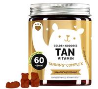 Gominolas de Betacaroteno Golden Goddess - Potenciador Bronceado - con Vitamina C, E, Betacaroteno, Calcio y Cobre - 60 ositos (1 mes) - Sin Azucar Vegano - Bears with Benefits