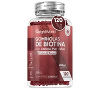 Gominolas de Biotina 450 mcg 120 unidades - Dosis Equilibrada con Vitaminas y Minerales para Belleza Diaria - Vegetarianas, sin OGM y sin Gluten