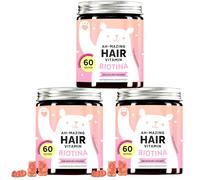 Gominolas de biotina Ah-mazing Hair, Pack de 3 - Vitaminas para Pelo, Piel y Uñas - 5000 µg de Biotina, Zinc, Vitaminas B6, B9, C, E - 180 Unidades (6 Meses), Veganas, Sin Azúcar, Bears with Benefits