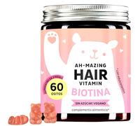 Gominolas de biotina Ah-mazing Hair - Vitaminas para Pelo, Piel y Uñas - 5000 µg de Biotina, Zinc, Vitaminas B6, B9, C, E - 60 Unidades (2 Meses), Veganas, Sin Azúcar, Bears with Benefits