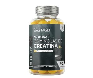 Gominolas de Creatina Monohidratada 5000mg - Gomitas Pre Entreno Sabor Limón de Creatina Monohidrato Sin Azúcar ni Gluten - Suplemento para el Gym, Sin OGM