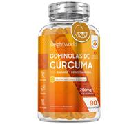 Gominolas de Cúrcuma - 2100 mg 90 unidades - Enriquecidas con Jengibre y Pimienta Negra - Delicioso Sabor a Limón