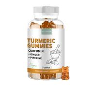 Gominolas de Cúrcuma con Jengibre y Pimienta Negra Sabor Naranja - Alta Concentración Curcumina y Piperina - Antiinflamatorio Natural, Bienestar Digestivo y Articular - 60 Unidades - Turmeric Gummies