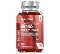 Gominolas de Hierro y Vitamina C - 28 mg 120 Gomitas con Sabor a Melocotón - Para Sistema Inmune y Energía