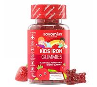 Gominolas de Hierro y Vitamina C para Niños - 30 Gominolas - Veganas y Sin Gluten Hierro Suplemento - para Energía y Sistema Inmunológico - Multivitaminas Niños - Sabor Fresa - 1 Mes - Novomins
