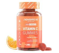 Gominolas de Vitamina C - Sin Azúcar - 250 mg de Vitamina C con Zinc, Vitaminas B6 y B12, Extracto de Naranja Amarga y Bioflavonoides - Vitaminas para el Cansancio - Vegano y Sin Gluten - Novomins
