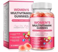 Gominolas Multivitaminas Mujer 60 Unidades - Sin Azúcar + Biotina/Hierro/Zinc - Vegano para Piel, Energía e Inmunidad - Sabor Fresa Natural