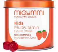 Gominolas multivitaminas para niños - 100 Gummies sabor fresa natural - Vitamina C, D, B12, E, A, B6, B5, biotina, ácido fólico, zinc, yodo, colina - 12 vitaminas y minerales - Veganas