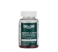 Gominolas para Concentración y Memoria para Estudiar Desarrollo Cognitivo y Energía para Estudiantes - Fosfatidilserina Vitamina b5 Colina - Sin Azúcar Veganas Sin Gluten- 60 Gummies | CHIC & LOVE