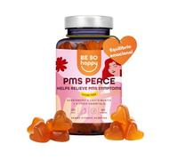 Gominolas para el Síndrome Premenstrual (PMS) sin Azúcar, Suplemento para el Equilibrio Hormonal con Sauzgatillo + Azafrán + Vitaminas B12 y B6, 60 gummies, Sabor a Mango, Vegano, BeSoHappy®