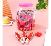 Gominolas Stick de Frutas | Tarro 50 Unidades | Caramelos Blandos Tipo Gummy | Mini Sticks Dulces y Suaves | Sabores Frutales (Strawberry)