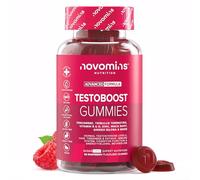 Gominolas Testoboost para el Apoyo a la Testosterona - Con Maca Negra, Tribulus, Fenogreco, Zinc y Vitamina D - Testosterona Hombre - Vegano y Sin Gluten - 60 Gominolas - Novomins