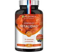 Gominolas Vitalidad - Energía y Vitalidad - Con 12 Vitaminas y Minerales - Sabor Arándanos Bajas en Azúcar - 60 Gominolas Veganas - Fabricadas en Francia - Nutrimea