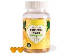 Gominolas Vitamina D3 K2 Calcio sin Azúcar - Huesos Inmunidad - 60 Gummies | Laboratorio farmacéutico español, sabor piña, defensas, para el cansancio, vegano, adultos y niños desde 3 años