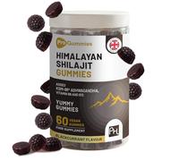 Gomitas de Shilajit del Himalaya 3000 mg con Ashwagandha KSM-66, Vitamina B6 y B12 - 60 Gomitas Veganas | Shilajit del Himalaya Puro para Hombres y Mujeres - Sabor Grosella Negra