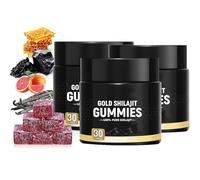 Gomitas de Shilajit Orgánico, Suplemento de Shilajit Puro del Himalaya para Hombres, Gomitas para el Bienestar, 30 unidades/caja, Suministro para 30 días por botella (3pcs)
