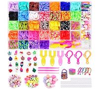 Gomitas Gomas para Hacer Pulseras 3000+ Elasticas 32 Colores Kit Pulseras y Ganchos Caja Gomillas Niños Loom Bands Juego Bandas Joyas Pack