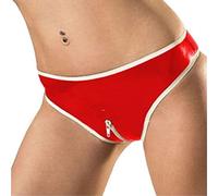 Gomma in latticeLattice reale 100% gomma naturale biancheria intima mini fatto a mano nuovi pantaloncini slip rosso con cerniera bianca confortevole materiale taglia XXS-XXL, rosso, L