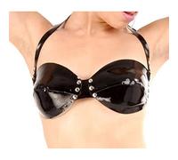 Gomma LatticeNero Sexy Halter Reggiseni in lattice con bottoni sul retro Decorazioni Reggiseni di lingerie in gomma anteriori e due lati, rosso, 42