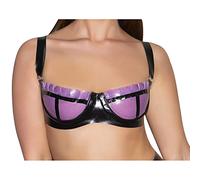 Gomma LatticeReggiseno in lattice sexy trasparente viola e nero con bottoni a balze sul retro reggiseni di lingerie in gomma, nero W trasparente, 42