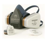 gomooy Mascara De Gas Doble Filtro De Carbón Activo | 8 FILTROS RECAMBIO INCLUIDAS | Mascarilla Pintura Antipolvo Mascara Protección Respiratoria