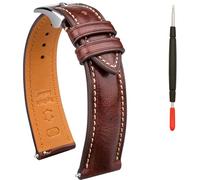 Gomvadr Correa de reloj de cuero curtido al aceite de dos tonos de liberación rápida, 18 mm, 19 mm, 20 mm, 21 mm, 22 mm, 20 mm, 22 mm, 22 mm, correa de repuesto para hombres y mujeres (hebilla