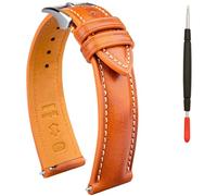 Gomvadr Correa de reloj de cuero curtido al aceite de dos tonos de liberación rápida, 18 mm, 19 mm, 20 mm, 21 mm, 22 mm, 20 mm, 22 mm, 22 mm, correa de repuesto para hombres y mujeres (coñac/hebilla