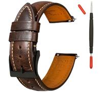 Gomvadr Correa de reloj de cuero de liberación rápida, correa de cuero curtido al aceite vintage para hombres y mujeres, 14 mm, 16 mm, 18 mm, 19 mm, 20 mm, 21 mm, 22 mm, 24 mm (14 mm, marrón)