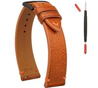 Gomvadr Correa de reloj de cuero de liberación rápida, correas de reloj de cuero de grano superior de cera de aceite, correa de repuesto de piel de becerro italiana para hombres y mujeres, 16 mm, 18