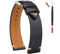 Gomvadr Correa de reloj de cuero de liberación rápida, correas de reloj de cuero de grano superior de cera de aceite, correa de repuesto para hombres y mujeres, 16 mm, 18 mm, 19 mm, 20 mm, 21 mm, 22