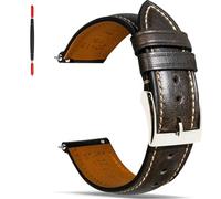 Gomvadr Correa de reloj de cuero de liberación rápida de 14 mm, 16 mm, 18 mm, 19 mm, 20 mm, 21 mm, 22 mm, 24 mm, correas de reloj de cuero de repuesto para hombres y mujeres, 21mm-Regular, Cuero, Sin