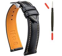 Gomvadr Correa de reloj de cuero italiano Toscana natural curtido vegetal de grano superior, 16 mm, 18 mm, 19 mm, 20 mm, 21 mm, 22 mm, XL, XXL, correas de repuesto de liberación rápida para hombres y