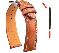 Gomvadr Correa de reloj de cuero italiano Toscana natural curtido vegetal de grano superior, correa de reloj de 18 mm, 19 mm, 20 mm, 21 mm, 22 mm, XL, XXL, correa de repuesto de liberación rápida para